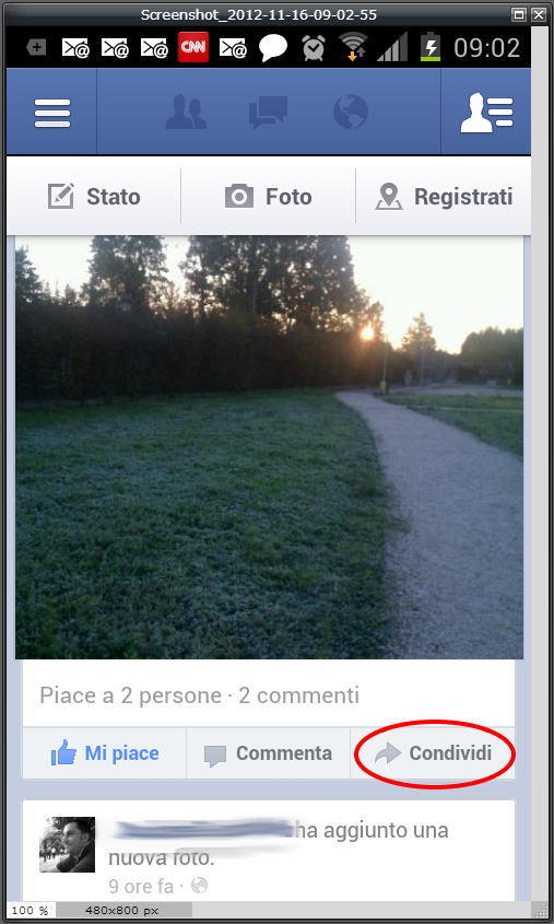 facebook mette il condividi sul mobile